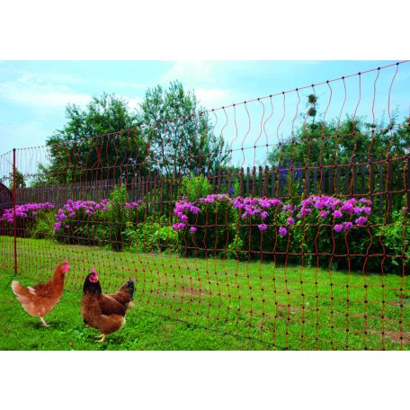 AKO PoultryNet villanypásztor baromfiháló - narancssárga, 50 m x 106 cm, dupla leszúrótüskével