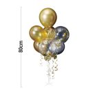 ARANY-ÁTLÁTSZÓ KONFETTIS LUFI SZETT ÁLLVÁNNYAL, 80CM, 7DB LUFI + TARTOZÉKOK 